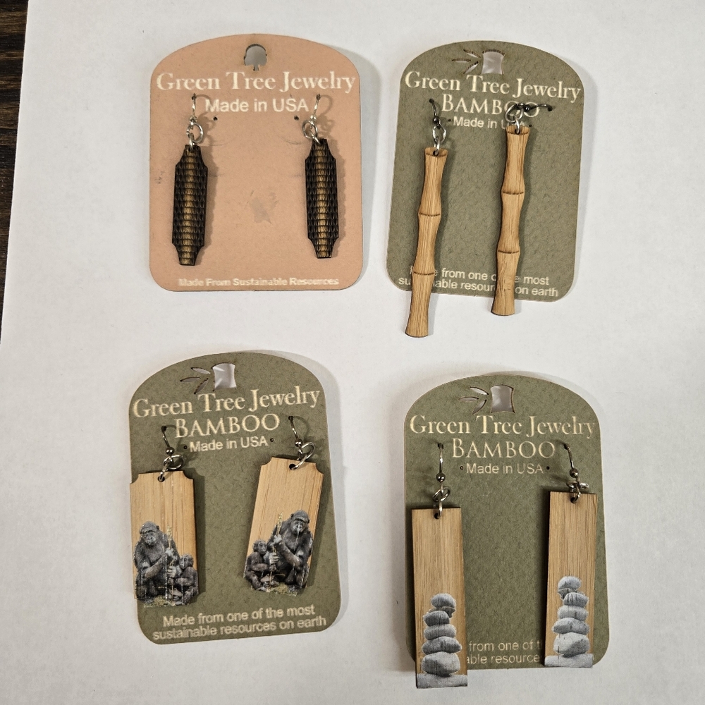 Wood Earrings Lot Sustainable Bamboo Fairy Grunge Gremlin Gorpcore 6